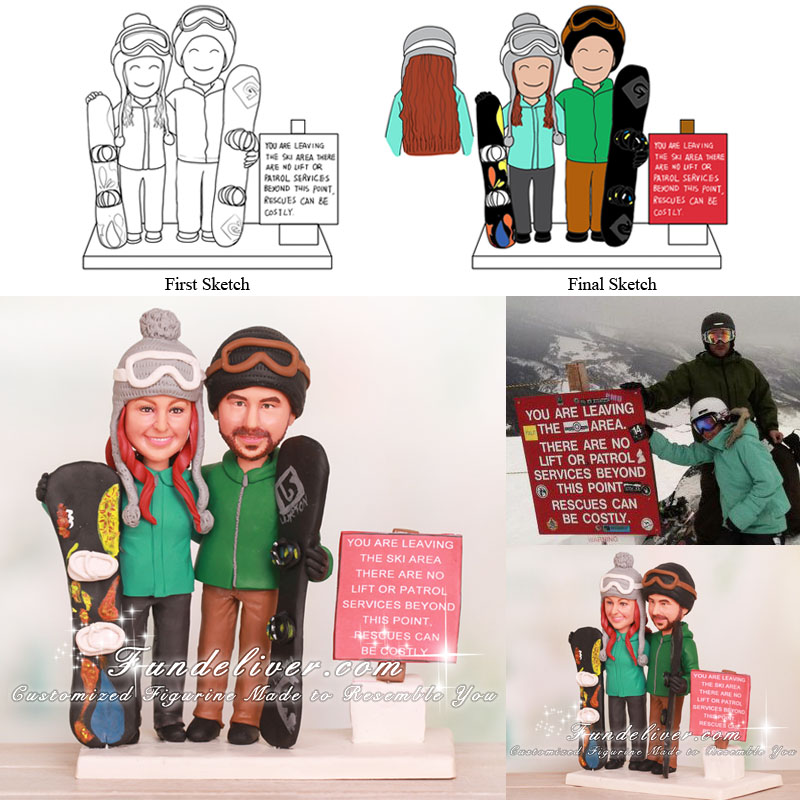 Snowboard Wedding Cake Toppers